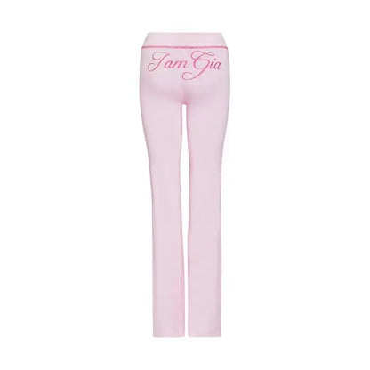 gia slim fit letter printed open thread design hooded zipper short jacket pants set
