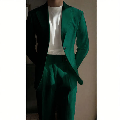 Chic Linen Men Suits 2 Piece Summer Single Breasted Notch Lapel Suit High Quality Wedding Casual Office Party Prom Costume Homme