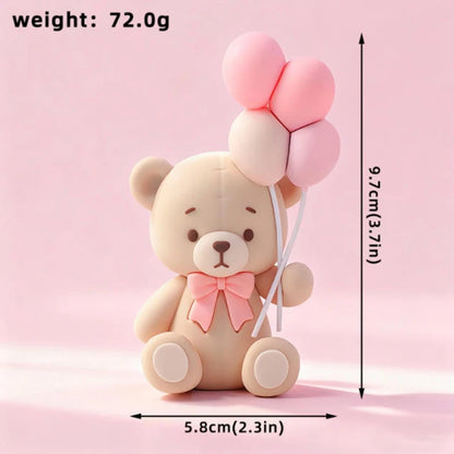 Pink Bear Dolls Cake Topper Girl Birthday Party Cake Decor Kids Birthday Cake Bakings Baby Shower Gifts Wedding Cake Decoratings