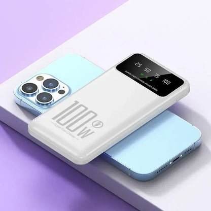 20000mAh Digital Display Power Bank 100W High Speed Fast Charger With LED Light Portable External Battery For All Smart Phones