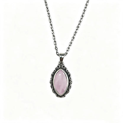 Vintage 925 Sterling Silver Necklaces with Natural Moonstone 12*6MM Simple Pendant Necklaces Party Fine Jewelry For Women Men