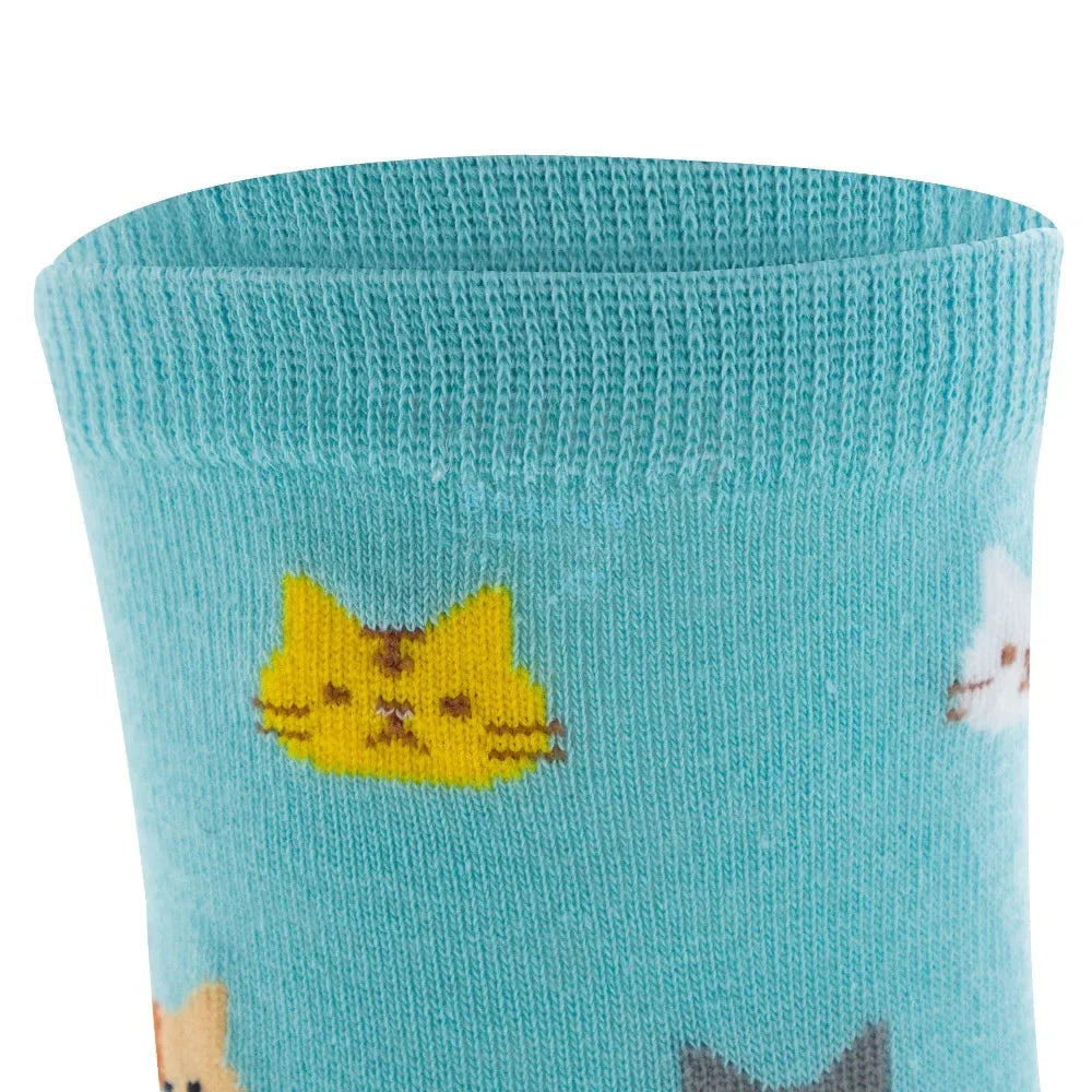 Cute Cartoon Cat Print Women Socks Sweet Cute Japanese Style Kawaii Long Socks Casual Harajuku Streetwear Cotton Soft Crew Socks