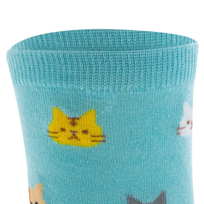 Cute Cartoon Cat Print Women Socks Sweet Cute Japanese Style Kawaii Long Socks Casual Harajuku Streetwear Cotton Soft Crew Socks