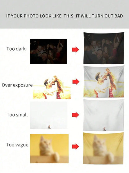 1pc Customizable Personalized Tapestry With Photos And Text, For Birthday, Wedding, Halloween, Christmas, Party
