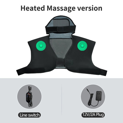 Heated Shawl Vest with Vibration Massager Adjustable Fit for Muscle Pain Relief Shoulder Neck Joint Warmth Recovery