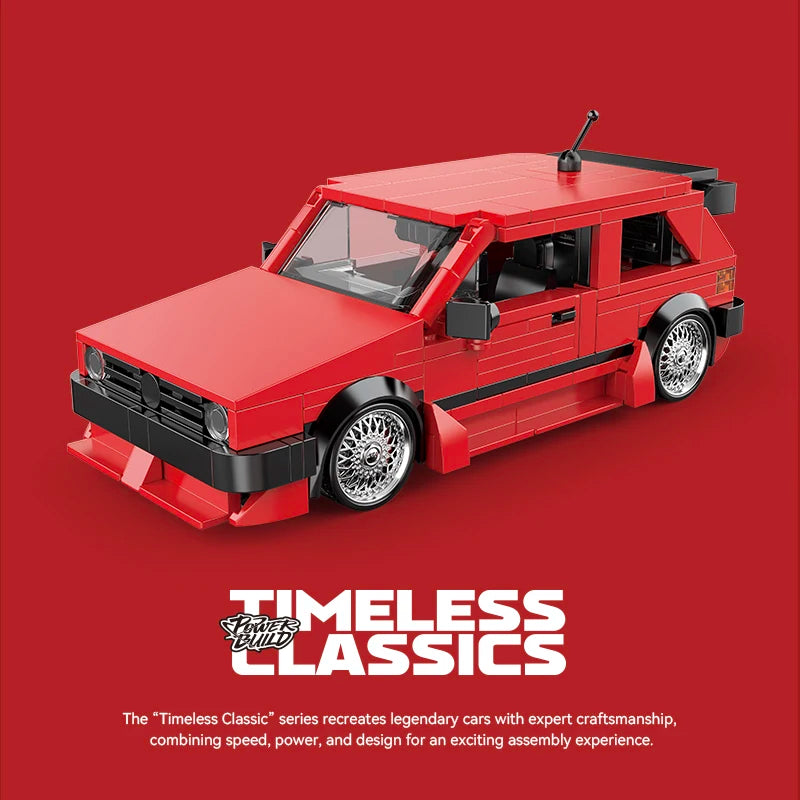 REATIVE Red Golf MK2 Car Building Blocks MOC Speed Vehicle Model Bricks High Tech Ideas Toy Kit Collection DIY Gift Kids Aldult