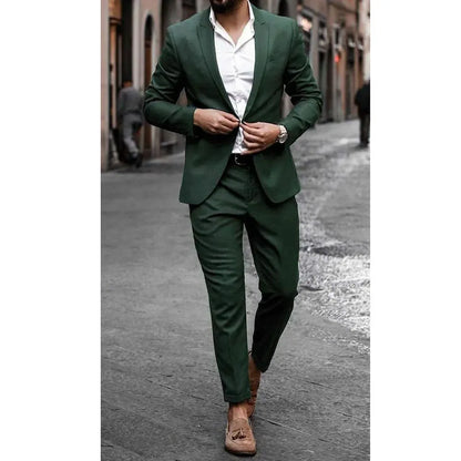 Men's Suit Set 2 Piece Stylish Blazer Pants Business Casual Groom Wedding Party Tuxedo Elegant Formal Slim Fit Male Suit