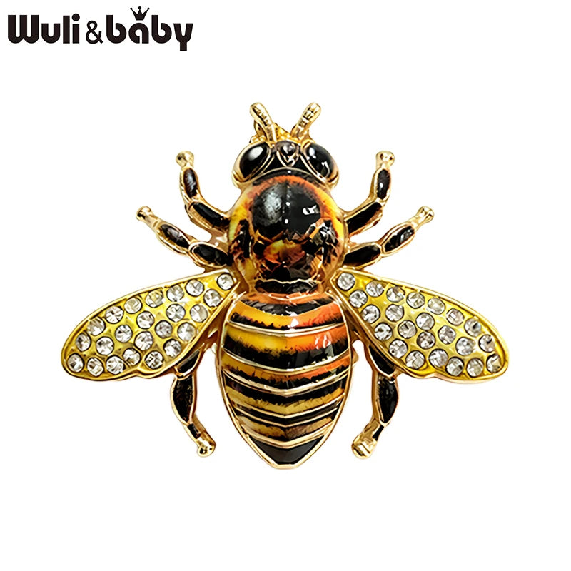 Wuli&baby Cute Rhinestone Bee Brooches For Women Unisex 5-color Beautiful Insects Party Office Brooch Pins Gifts
