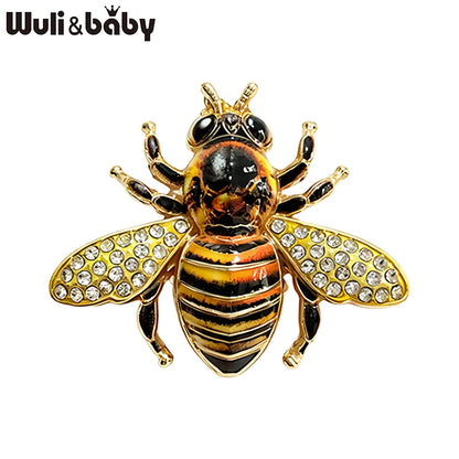 Wuli&baby Cute Rhinestone Bee Brooches For Women Unisex 5-color Beautiful Insects Party Office Brooch Pins Gifts