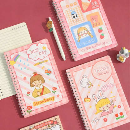 A5 Kawaii Coil Notebook Cute Cartoon Exercise Lined Paper Book Student Notepad Diary School Office Stationery Supplies