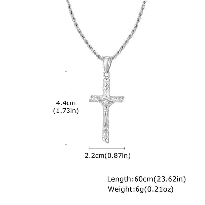 Stainless Steel Cross Necklace Catholicism Jesus Pendant Gold Color Collar Church Prayer Faith Jewelry for Men Women Gift