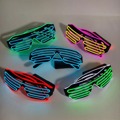 Wireless LED Glowing Glasses Cool Colorful Neon Glasses Double Colors Glow-in-the-dark Luminous Glasses Halloween Costumes