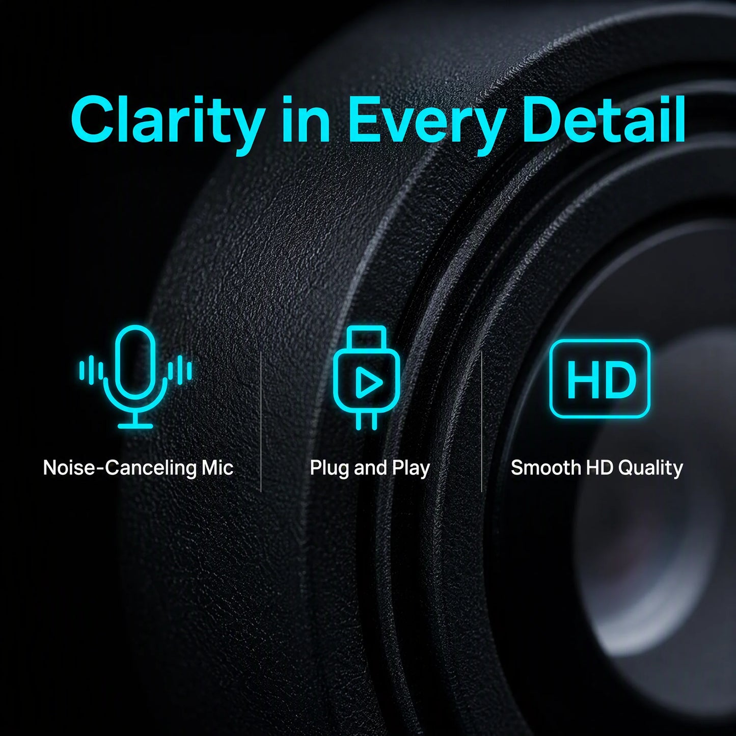 USB Webcam with Microphone for Laptop Desktop, 360° Rotatable Plug-and-Play Camera for Video Calls & Conferences