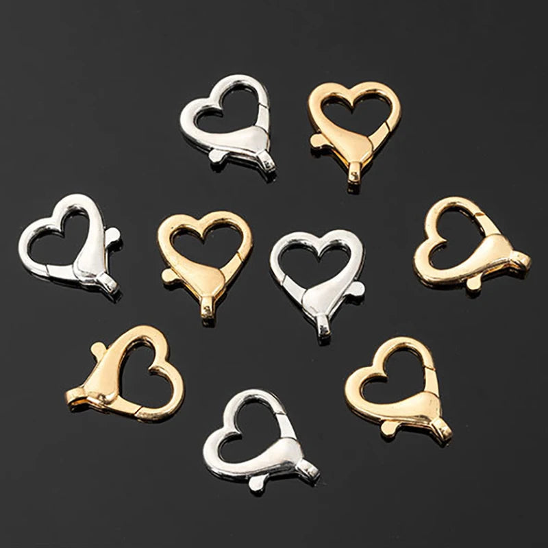 Heart-Shaped Lobster Clasps — Metal Bag & Keychain Charm Connectors