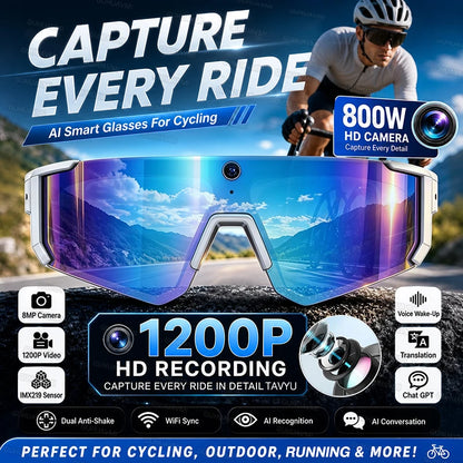 World Premiere 2026 New AI Camera Glasses 4K 60FPS HD Shooting Bluetooth Call Voice Assistant UV400 Sports Smart Glasses Cycling