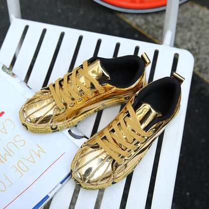 HotSale Gold Silver Sneakers Men Hip Hop Casual Unisex Shoes Tennis Luxury Running Shoes Clunky Sneakers Bigsize Streetwear Male
