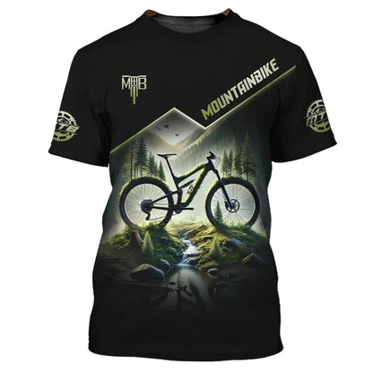 Outdoor Mountain Bike Sport Theme Printed Short-sleeve T-shirt Breathable Casual Sport Top for Cycling Enthusiasts