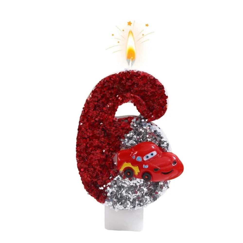 New 0-9 Number Birthday Candles Original Two-tone Sports Car Birthday Cake Digital Party Anniversary Candle Decoration