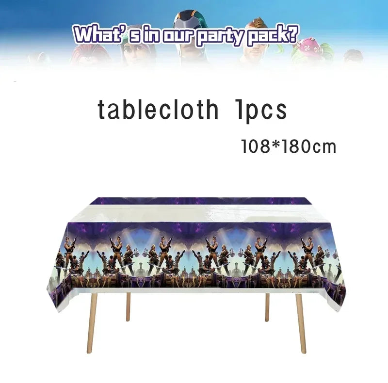 Fortnite Balloons Happy Birthday Banner Shooting Game Party Decoration Alpaca Llama Disposable Tableware Background Cake Topper