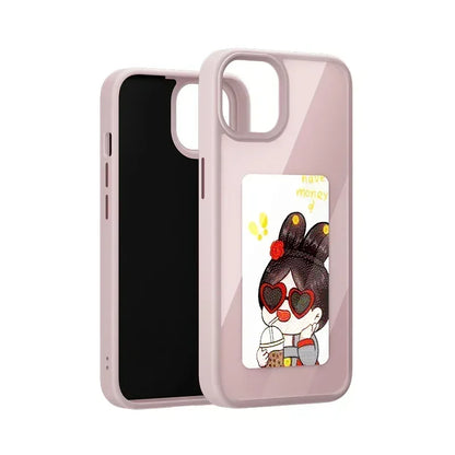 NFC Smart Screen Projection E Ink Painting Picture Phone Case For iPhone 17Pro Max 16 15 14 13 12Pro Cartoon Cover Battery Free