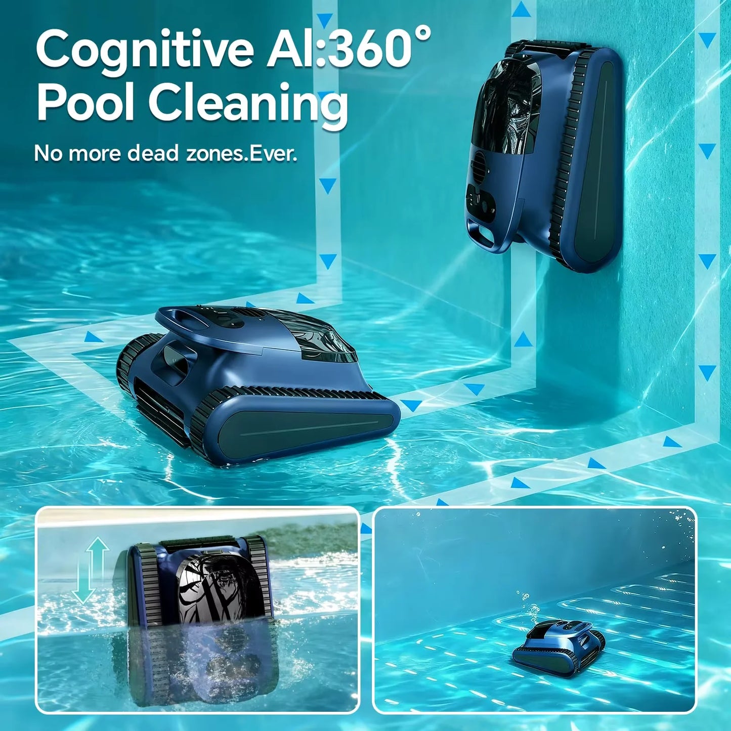 Seauto Crab Pro Robotic Pool Vacuum, Wall-Climbing Robot, Suitable for Walls and Floors of 2000 Square Feet