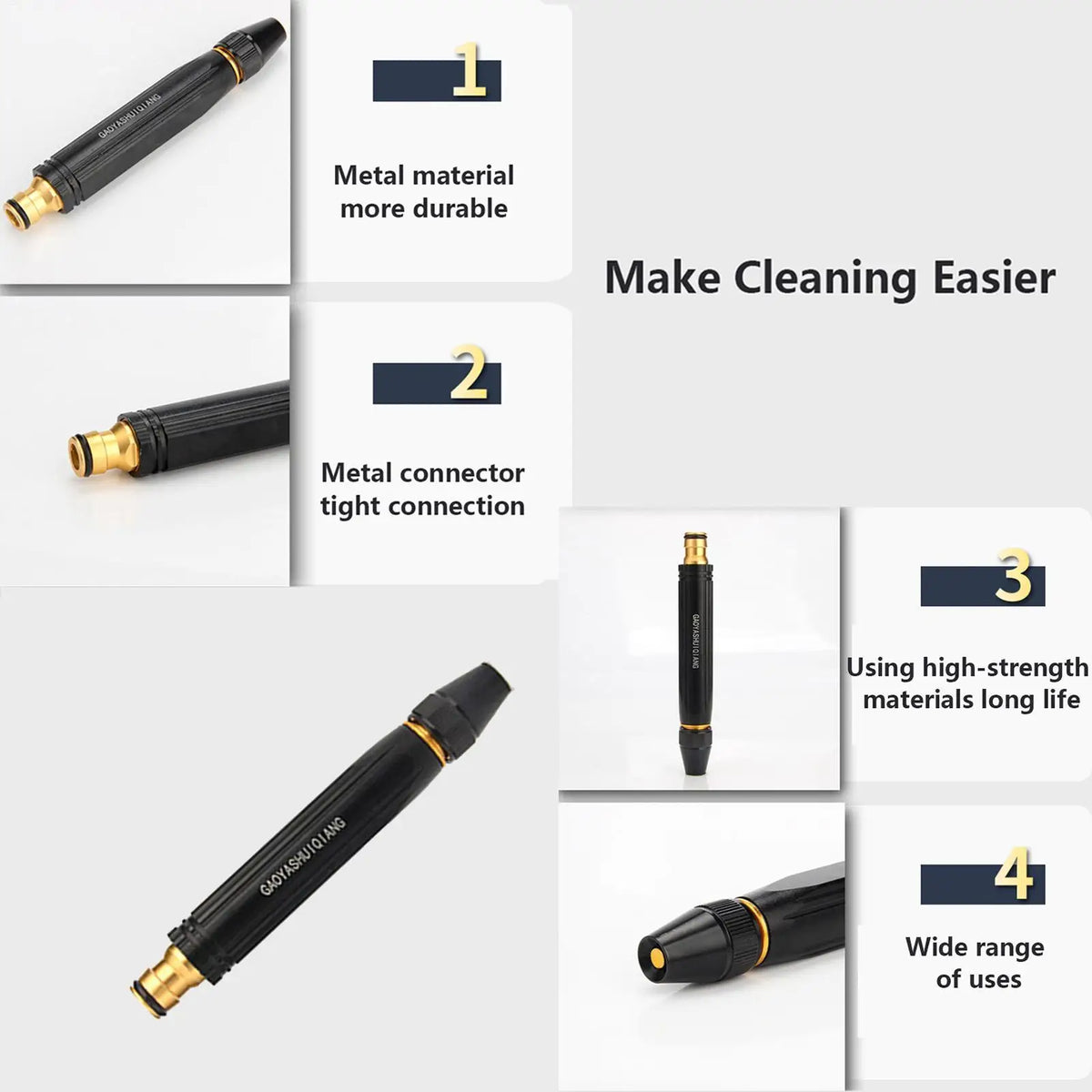 High Pressure Washing Water Gun Adjustable Nipple Type Portable Direct Spray Car Wash Nozzle Home Garden Shower Water Gun Tools