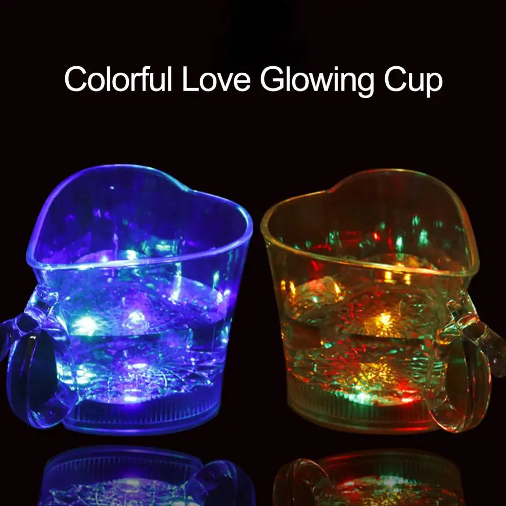 260ML Glowing Cup Transparent Acrylic Mug Luminous Heart-shaped Drinking Cup for Bar Night Club Parties