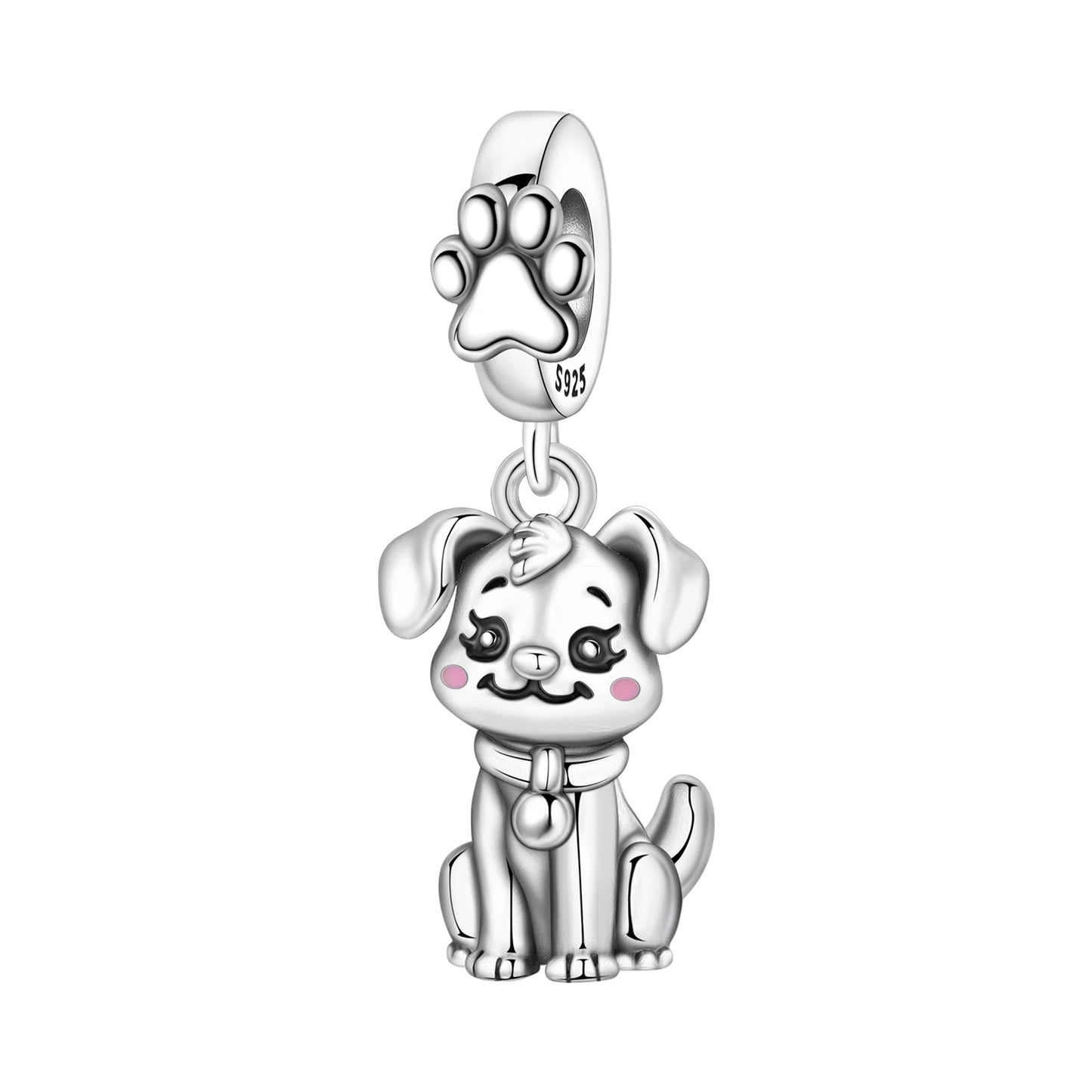 Hot Sale 925 Sterling Silver Dog Cat Cute Pet Animals Pendant Birthday Party Gift for Women Bangle Bracelet Necklace DIY Jewelry