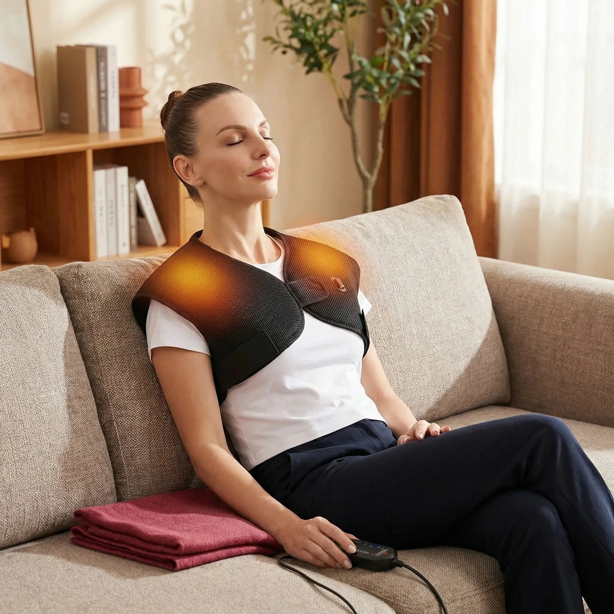 Electric Heating Shoulder Braces 3 Heating Functions Shoulder Back Muscle Relaxation Hot Compress Anti-fatigue Back Heated Vest