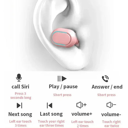 E7S TWS Earphone Bluetooth Headphones with Mic 9D Stereo Hifi Earbuds Wireless  Headse