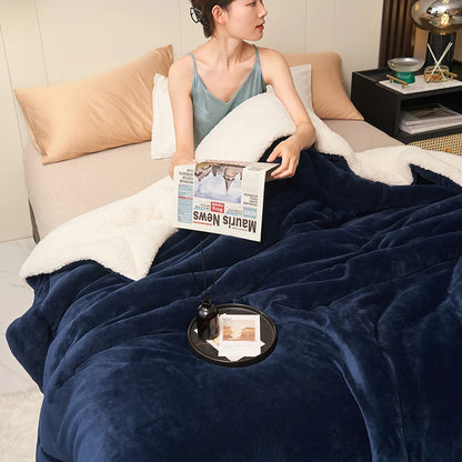 Flannel Sherpa Reversible Blanket, One Side Soft Flannel Other Side Cozy Sherpa Fleece, Lightweight Warm Throw for Sofa Travel