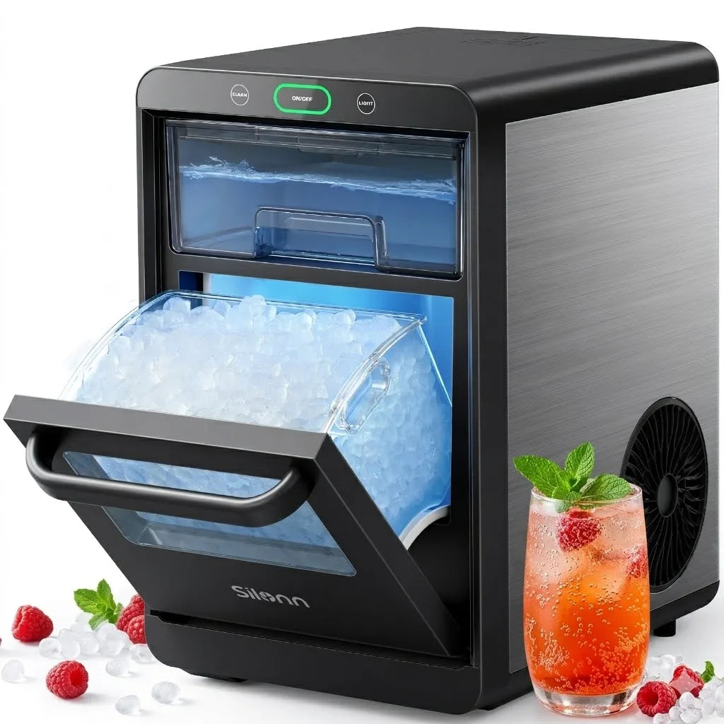 Nugget Ice Maker Countertop - Smart Pebble Ice Machine, Delivers in Just 10 Minutes, Pellet Ice 44 lbs per Day, Crushed Ice from Timer Function and Status Alerts with App