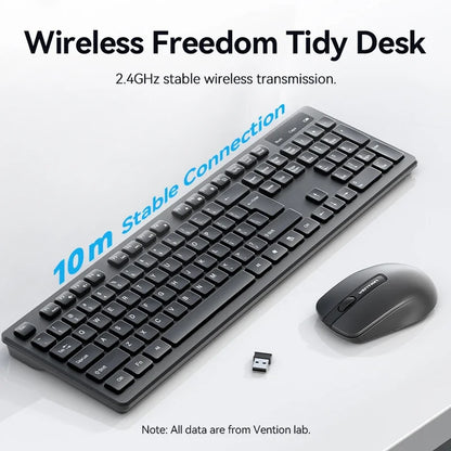 Vention Office Home Wireless Keyboard And Mouse Set Support English Spanish Computer Business Office Gaming Key Mouse Cover Kit