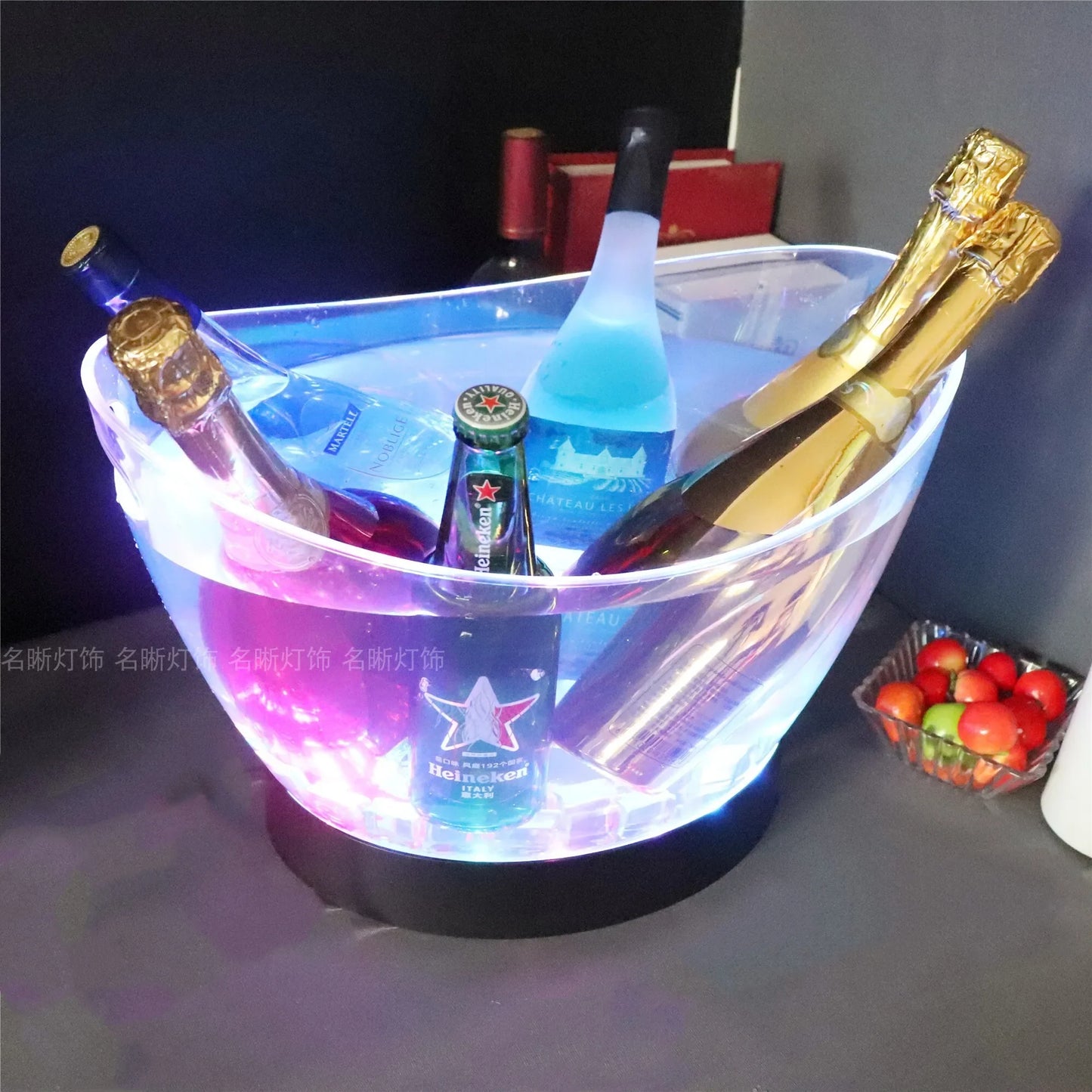 Rechargeable LED Ice Bucket  Crown Shaped Wine Beer and Champagne Cooler with Glowing Light for Bar Party and Nightclub Use