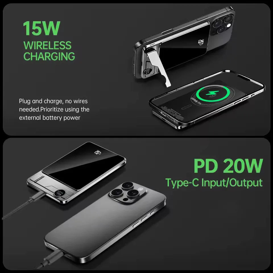 Ultra-thin Magnetic Power Bank Wireless Fast Charging Portable Battery for Apple Watch iPhone Samsung for Magsafe Powerbank