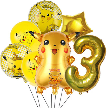 7Pcs/Set Pokemon Balloon Set Pikachu Charmander Cartoon Aluminum Foil Balloons Party Decoration Props Toy Anime Birthday Party
