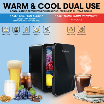 Enventor 4L Mini Refridgerator Portable Car Skincare Fridge Multi-functional Thermoelectric Cooler and Warmer For Summer Camping