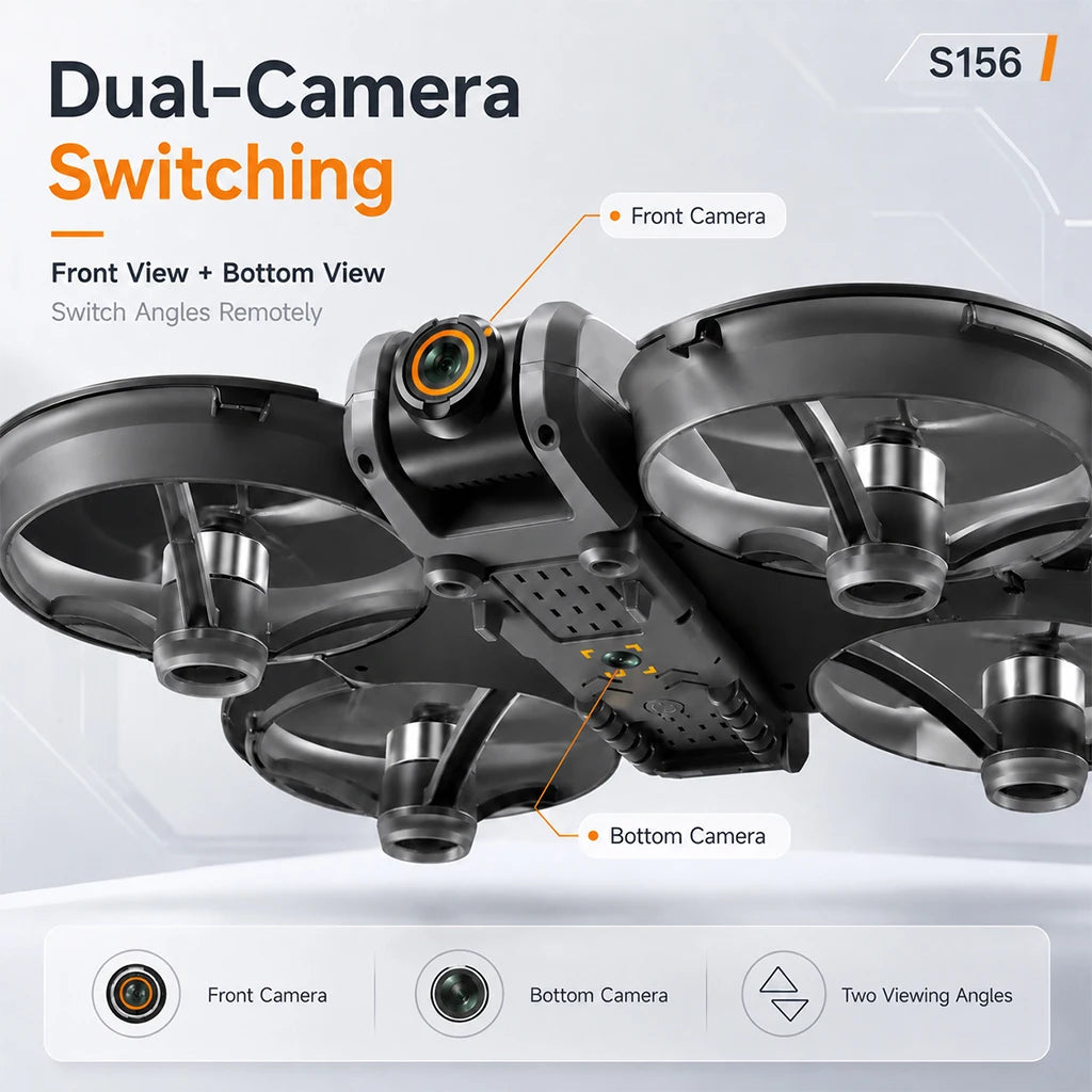 RC Drone 12.5cm Large Screen Remote Control Optical Flow Positioning Stable Hover Wind Resistant 360° Surround Protection Brushless Power Drone