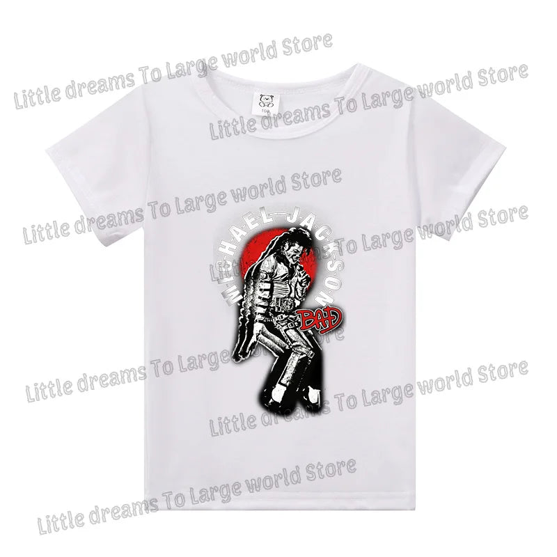 Michael Jackson T-shirt Children Clothing Singer Printed Cotton Tops Boy Girl MJ Summer Tee Shirts Casual Clothes Birthday Gift