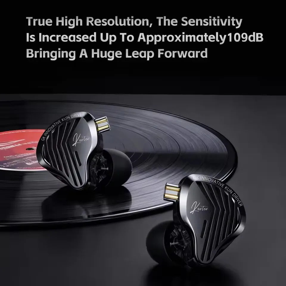 GK KUNTEN Dynamic Drive Headphones HIFI Heavy Bass Earbuds Sports Metal Headphones Detachable Headphones Gaming Headset Type-C
