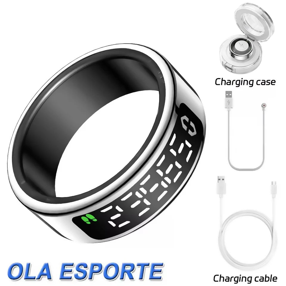 New Smart Ring R13 LED Display Screen Gesture Sweep Video Heart Rate Sleep Monitor 5ATM Waterproof Wireless Charging Rings HT30