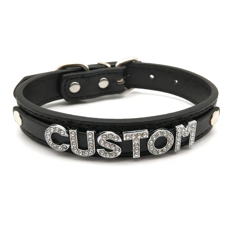 Sexy PU Leather Custom Name Letters Choker Collar Necklaces Men Women Personalized Cosplay Customized Chocker Jewelry