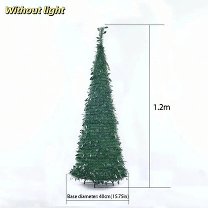 Pre-Decorated Pop-Up Christmas Tree Warm White Lights Gold Ornaments Folding Christmas Tree Easy Assembly Space-Saving