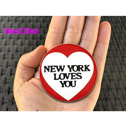32/44/58mm Creative Round Animal Letter Pins Cartoon Character Funny