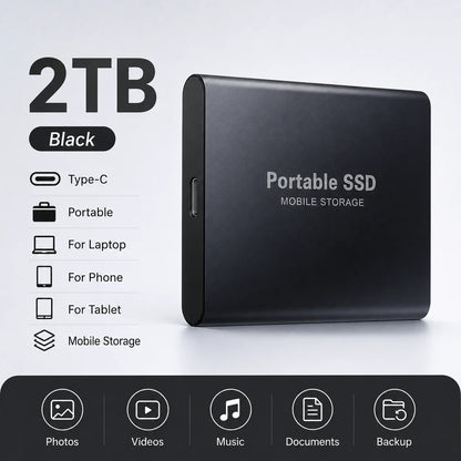 Space Efficient External Hard Drive 2TB Portable Mobile Hard Disk for Family Daily Photo Saveing PC Laptop