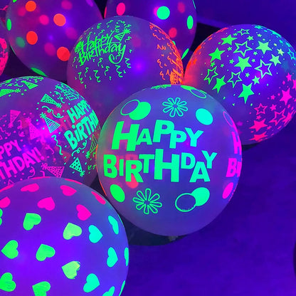 60/10PCS Fluorescent Balloons Glow In The Dark Luminous Dots Latex Balloon For Birthday Wedding Party Decoration Kids Gifts Toys