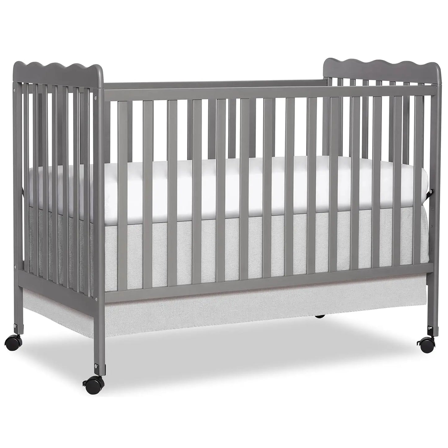 White 3-in-1 Convertible Baby Crib with 4 Height Adjustments, Toddler Bed Conversion & Locking Wheels