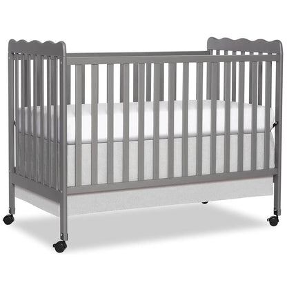 White 3-in-1 Convertible Baby Crib with 4 Height Adjustments, Toddler Bed Conversion & Locking Wheels