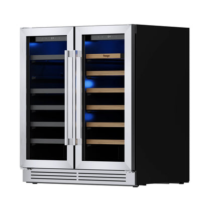 30 Inch Wine Cooler Refrigerator Stainless Steel Glass Door Embedded in The Wine Cabinet, built-in under Counter Beverage Wine Cooler