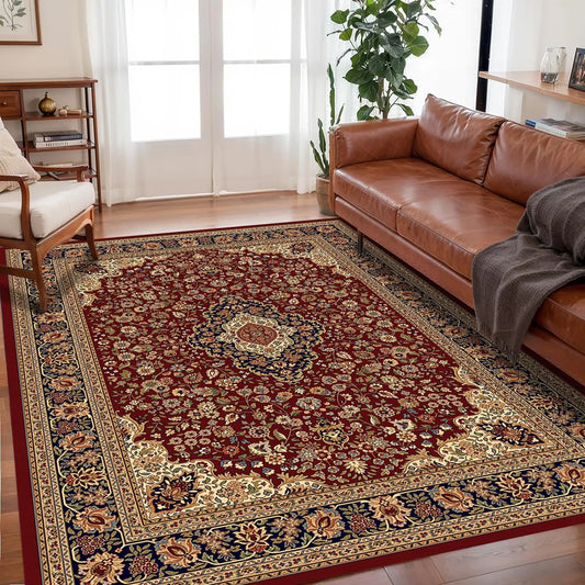 VIKAMA Bohemian Vintage Rug - Stain-Resistant and Easy-Care Floor Mat for Living Rooms and Bedrooms Persian Rug Home Decor